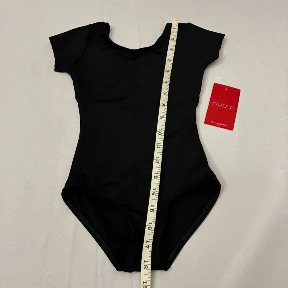 Capezio Kids Team Dance Performance Black Short Sleeves Leotard Size Small
